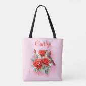 Tote Bag Rose rouge et cardinal (Dos)