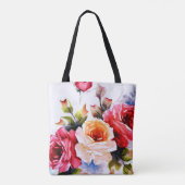 Tote Bag Rose rouge et crème Fourre-tout (Dos)