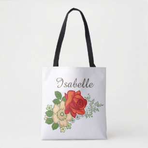 Tote Bag Rose rouge et marguerites