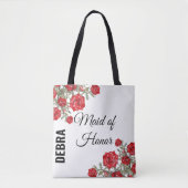 Tote Bag Rose rouge Mariage floral (Devant)