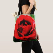 Tote Bag Rose rouge romantique fleur (De près)