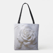 Tote Bag Rose sculptée - Blanc sur Blanc (Dos)