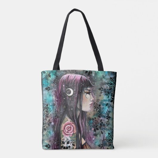 Tote Bag Rose Tattoo Imaginaire Art (Dos)