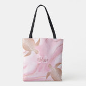 Tote Bag Rose Tortue d'or Blush Marble Monogramme Votre nom (Dos)