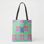 Tote Bag Rose vert fleuri rétro (Devant)