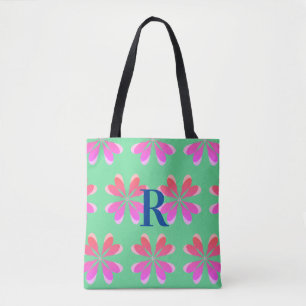 Tote Bag Rose vert fleuri rétro