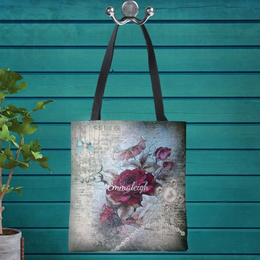 Tote Bag Rose victorien Ephemera Monogramme