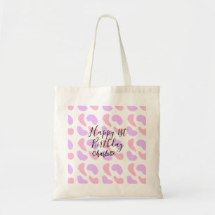 Tote Bag Rose violet abstrait formes heureux 1er anniversai