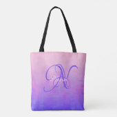 Tote Bag Rose Violet Bleu monogramme rustique élégant (Dos)
