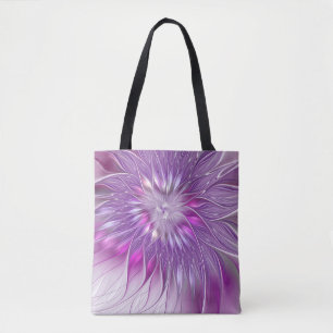 Tote Bag Rose violet passion Fleur Art Abstrait Fractal