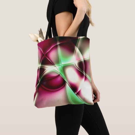 Tote Bag Rosée à verte dans des lignes comme des escargots, (De près)