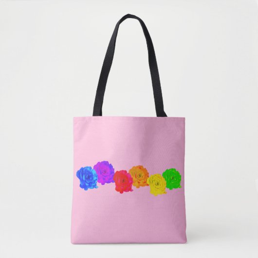 Tote Bag Roses arc-en-ciel (Devant)