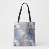 Tote Bag Roses blanches sur bleu Arrière - plan Paint Style (Devant)