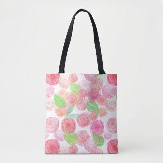Tote Bag Roses colorés d'aquarelle (Devant)