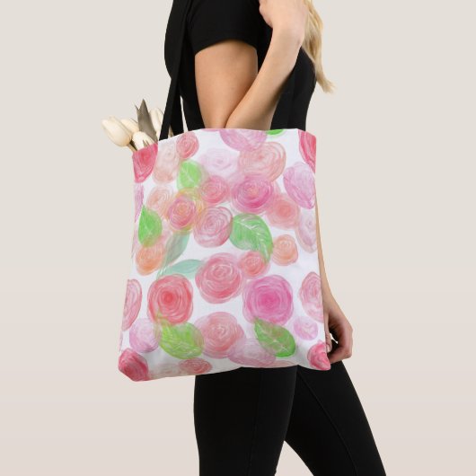 Tote Bag Roses colorés d'aquarelle (De près)