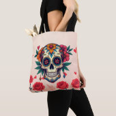 Tote Bag Roses crâne sucre (De près)