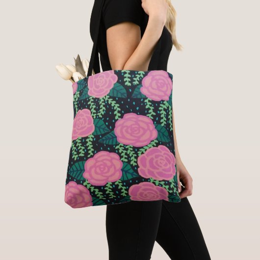 Tote Bag Roses de choux roses (De près)