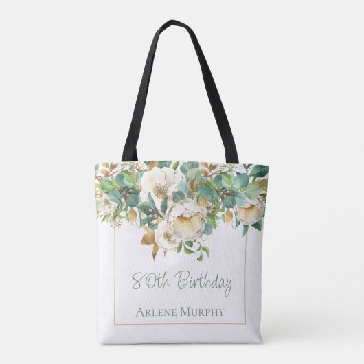 Tote Bag Roses de crème douce 80e anniversaire (Dos)