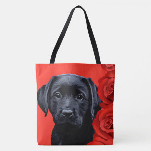 Tote Bag Roses de marionnettes Valentine - Labrador - Black