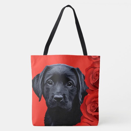 Tote Bag Roses de marionnettes Valentine - Labrador - Black (Devant)