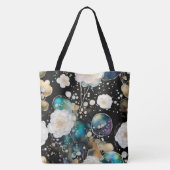 Tote Bag Roses Et Bulles Abstraits (Dos)