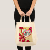 Tote Bag Roses et souris à cadre cardiaque avec arc-en-ciel (Devant (produit))