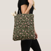 Tote Bag Roses Fleur Noire et Rose (De près)