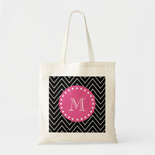 Tote Bag Roses indien, Chevron noir et blanc votre