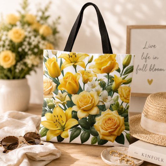 Tote Bag Roses jaunes lis