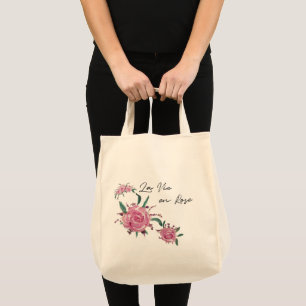 Tote Bag Roses peints à la main La Vie en Rose