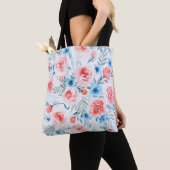 Tote Bag Roses Roses Roses Bleues Fleurs Aquarelle Motif Fl (De près)