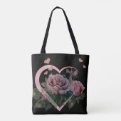 Tote Bag Roses roses sur noir (Dos)