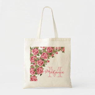 Tote Bag Roses roses vintages rose pâle Nom des pivoines, m