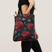 Tote Bag Roses Rouge Foncé (De près)