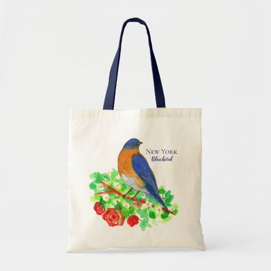 Tote Bag Roses rouges de l'oiseau bleu de New York (Devant)