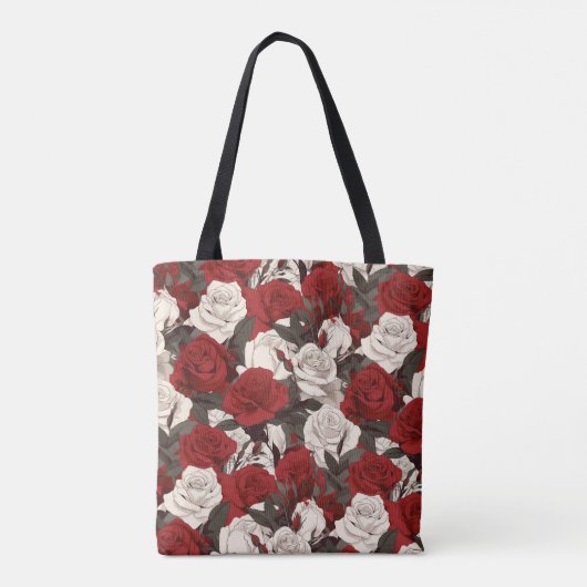 Tote Bag Roses Rouges et Blanches (Dos)