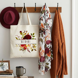 Tote Bag Roses rouges et burgundy personnalisées