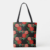 Tote Bag Roses rouges, fond noir, (Dos)