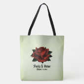 Tote Bag Roses rouges gothiques et vert date (Devant)