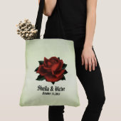 Tote Bag Roses rouges gothiques et vert date (De près)
