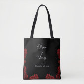 Tote Bag Roses rouges Noir blanc (Devant)