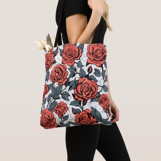 Tote Bag roses rouges sauvages (De près)