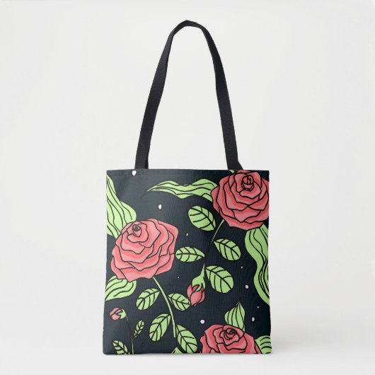 Tote Bag Roses rouges tirés par la main (Devant)