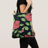 Tote Bag Roses rouges tirés par la main (De près)