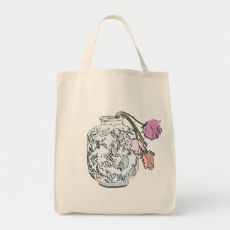 Tote Bag Roses sauvages dans un vase Fourre-tout réutilisab