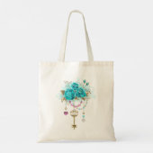 Tote Bag Roses turquoise avec touches (Dos)