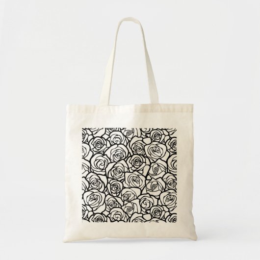Tote Bag Roses Vintages en noir et blanc (Devant)
