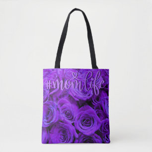 Tote Bag Roses violettes romantiques fleurs violettes jolie