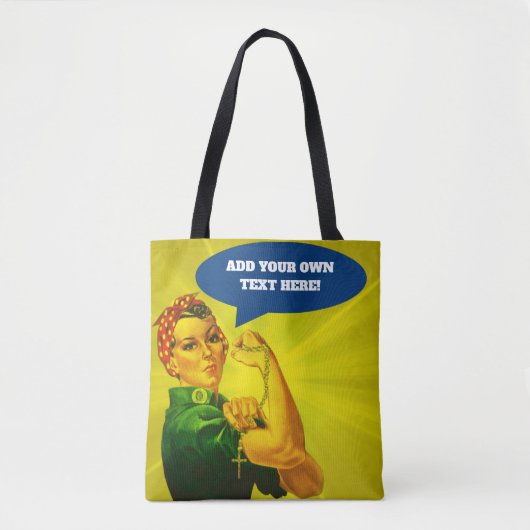 Tote Bag Rosie le rivoir tenant le chapelet saint (Devant)