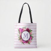 Tote Bag Rosier rose et bouquet floral de crapaud (Devant)